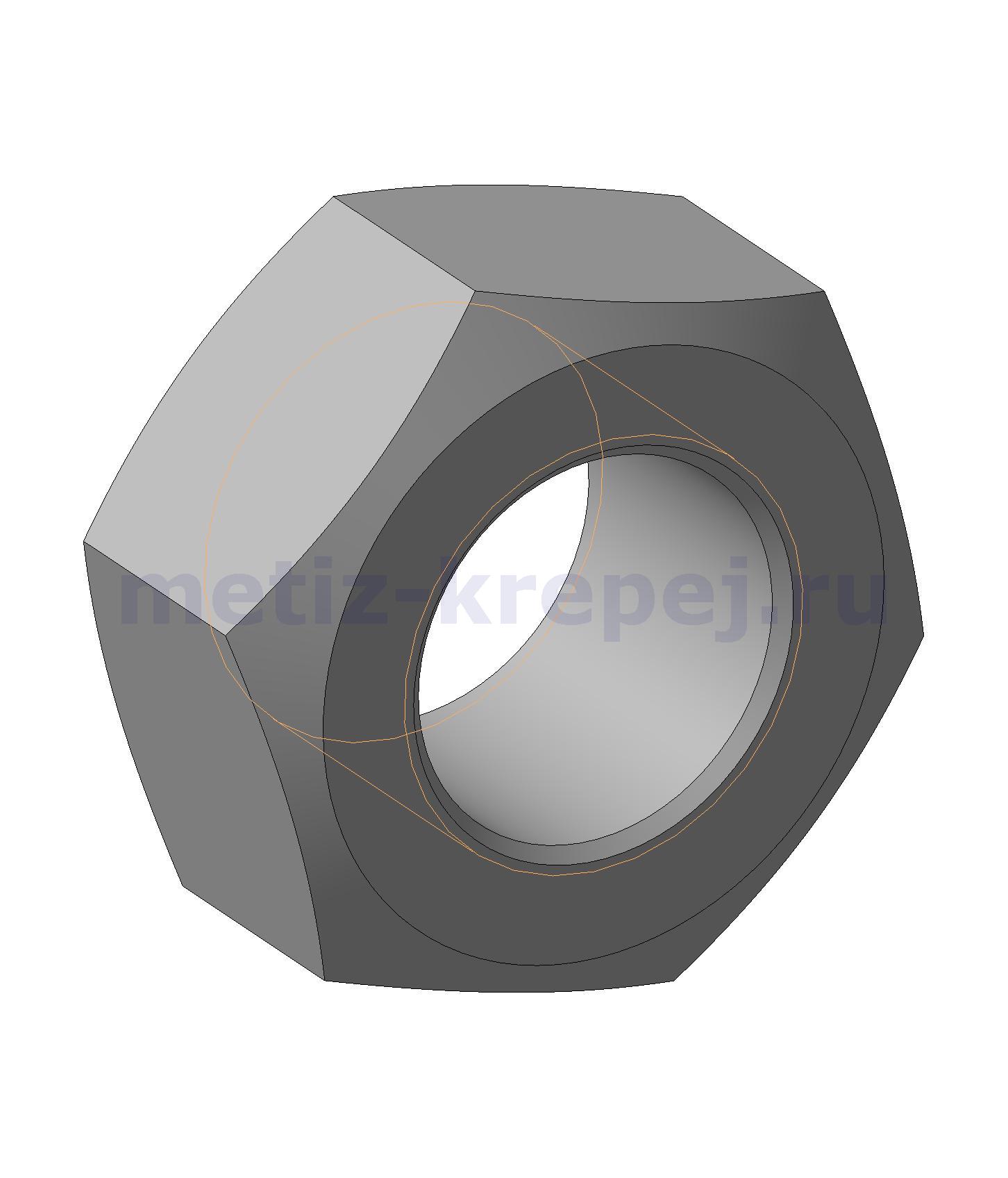 Гайка ГОСТ 5915-70 изометрия 3d